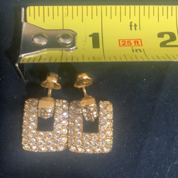Swarovski Goldtone Door Knocker Clip-on Earrings - Picture 7 of 7